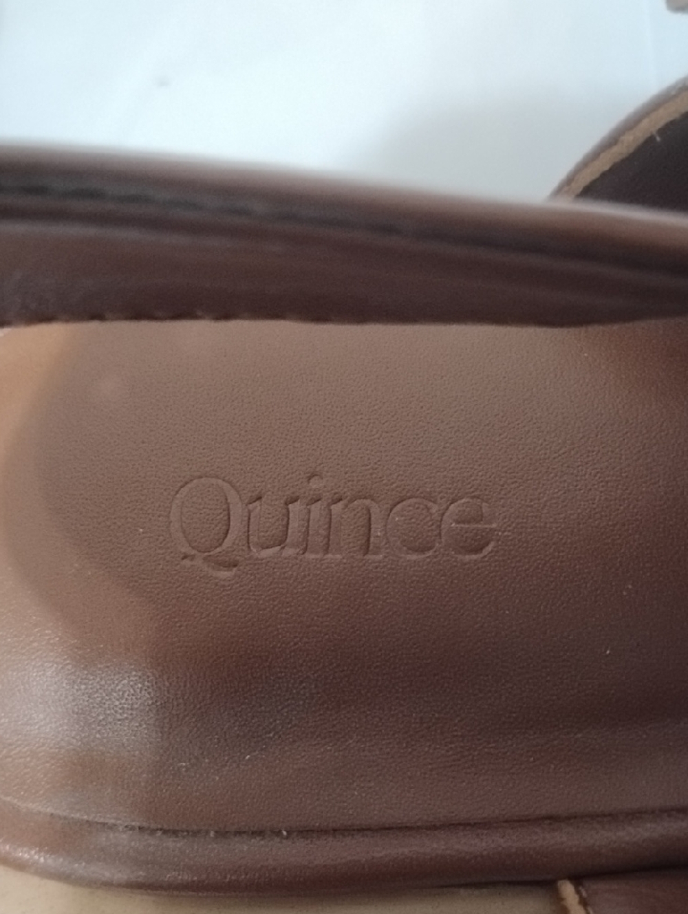 Quince Tan Pointed-Toe Buckle Flats with Eyelet Straps - Picture 2 of 9